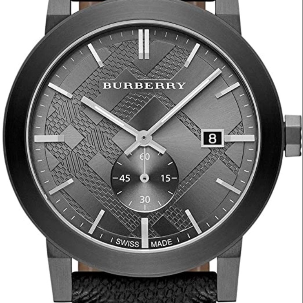 Burberry Men's BU9903 Analog Swiss The City Gray Beat Check Strap 42mm Watch